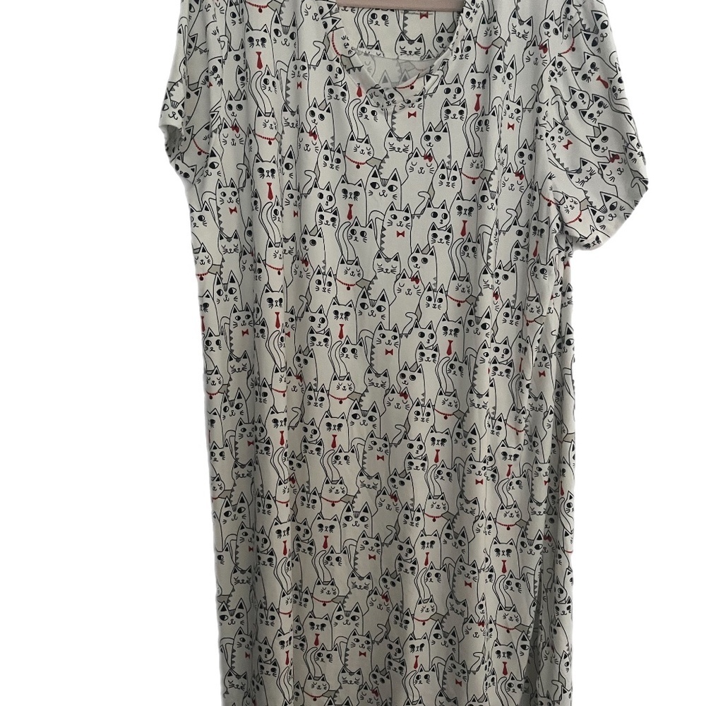 NWT Whimsical kitty cat lady super soft stretchy lounge granny sleep shirt 1X